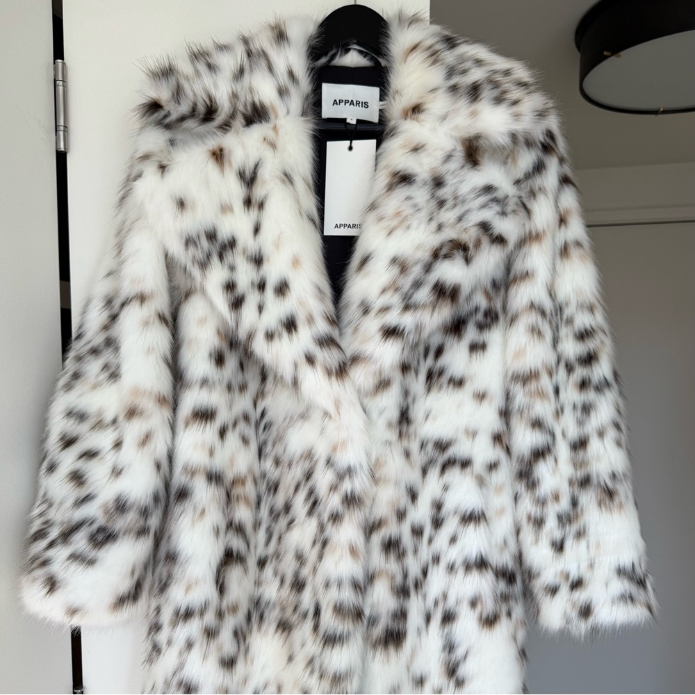 Luxury Brand New Apparis Gabrielle Maxi Coat. M size. Snow Leopard Print. - Picture 8 of 14